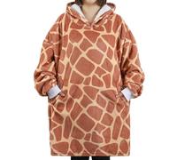 Huglanket Giraffe Gifts: Wearable Flannel Giraffe Blanket Hoodie with Two Large Pockets, Giraffe, One size