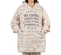 Huglanket Jane Austen Gifts for men, Wearable Flannel Jane Austen Blanket Hoodie, Super Soft Warm Cozy with Two Large Pocket - One Size Fits Most, Multicolor, One Size
