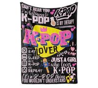 Huglanket Kpop Gifts for Teen Girl K Pop Lovers, Kpop Merch Stuff Blanket for Women for Birthday, Christmas, Violet, 50"x 65"