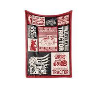 Huglanket Red Tractor Gifts Blanket, Farmer Theme Flannel Throw Blanket for Men, Funny Unique Birthday for Him/Her 50"*65"-Black