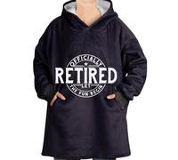 Huglanket Retirement Gifts for Women/Men, Retirement Wearable Blanket Hoodie, Oversized Wearing Blanket Retired Gifts, One Size Flannel Hooded Blanket, 170x122 CM, Black - Retired
