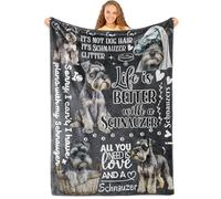 Huglanket Schnauzer Gifts for Women, Flannel Throw Blanket for Dog Mom Dad Owner Wiener Dog Lovers, 50 x 65 Inches, Black