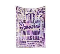 Huglanket Twin Mom Gifts, Mom of Twins Blanket, Twin Mama Gifts, Mother's Day Birthday Gift for Twin Mom, Twins Mom, Mother of Twins, Soft Throw Blanket 50"x65" - Purple
