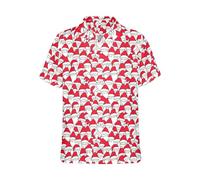 HUGLAZY 80s 90s Outfit Hawaiian Shirt for Men Big and Tall Short Sleeve Button Down Shirts Funny Party Outfit, Red Santa Hat, XL