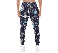 HUGLAZY 80s 90s Sweatpants for Men Retro Workout Pant Vintage Athletic Pants Funny Joggers Party Outfit Casual Track Pants, Astronaut, 3X-Large