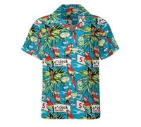 HUGLAZY Hawaiians Shirt for Men Short Sleeves Button Down Beach Shirt Summer Party Outfit, Parrots Cocktail, Medium