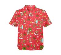 HUGLAZY Hawaiians Shirt for Men Short Sleeves Button Down Beach Shirt Summer Party Outfit, Santa Claus Bigfoot, XL