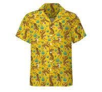 HUGLAZY Hawaiians Shirt for Men Short Sleeves Button Down Beach Shirt Summer Party Outfit, Tiger, XL