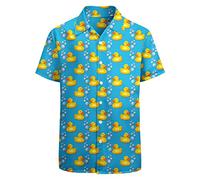 HUGLAZY Vintage 80s 90s Hawaiian Shirt Tropical Fruits Mens Shirts Animal Button Up Shirt Gifts for Dad Shirt Short Loose, Yellow Ducks, S