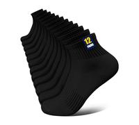 Huglux 12 Pairs Ankle Socks for Mens Womens,Trainer Socks Sports Socks,Black Running Ankle Socks, Breathable Low Cut Socks,Moisture-Wicking Athletic Socks for Sports, Running,Hiking, Gym, Casual