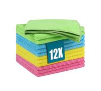 Huglux 30x30cm Microfiber Cleaning Cloths 12 Pack, Lint-Free Streak-Free Cleaning Towels, Ultra Absorbent Reusable Cloths for Kitchen, Glass, Car, Bathroom, Dusting Rags