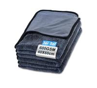 Huglux 60×40cm Microfiber Cleaning Cloth 3 Pack, 600GSM Thick Dual Sided Cloth, Streak Free & Lint Free, Ultra Absorbent Towel for Car, Glass, Kitchen, Bathroom