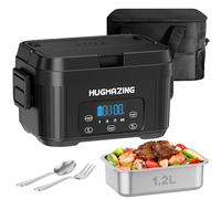 Hugmazing Cordless Electric Lunch Box - Rechargeable Self-Heating Food Warmer with 1100ML SS Container, Battery-Powered Heated Lunch Box, Perfect for Travel, Office Meals for Adults, Men & Women