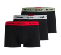 HUGO Men's 3 Pack Cotton Stretch Trunks, Black