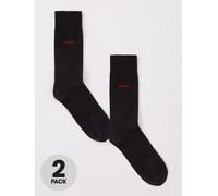 HUGO 2 Pack Classic Crew Socks, Black, Size 39-42, Men Black