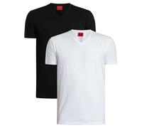 HUGO 2 Pack Lounge V-Neck T-Shirts, White/Black - L
