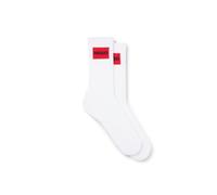 Hugo 2 Pack Mens Rib Logo Sock - White Cotton - Size UK 9-11