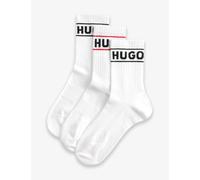 Hugo 3 Pack Cotton Rich Logo Ribbed Ankle Socks White