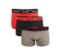 HUGO 3-Pack Cotton Stretch Boxer Trunks, Black/Red/Khaki - Small