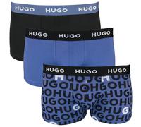 HUGO 3-Pack Design Boxer Trunks, Black, Blue and Logo print - XX-Large