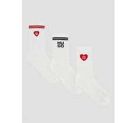 HUGO 3 Pack Heart Socks, White, Size 5.5-8, Women White