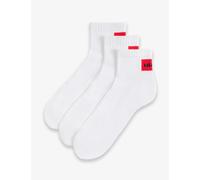 Hugo 3 Pack Logo Label Cotton Rich Ribbed Socks White Mix
