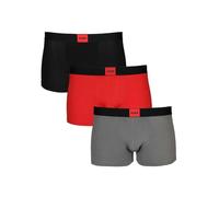 HUGO 3-Pack Logo Patch Boxer Trunks, Black/Grey/Red - Small