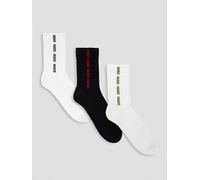 HUGO 3 Pack Side Tape Sports Crew Socks, Assorted, Size 43-46, Men Assorted