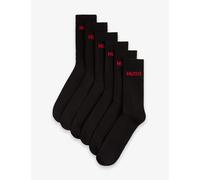 Hugo 6 Pack Logo Cotton Rich Ribbed Socks Black Mix