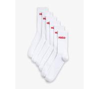 Hugo 6 Pack Logo Cotton Rich Ribbed Socks White Mix