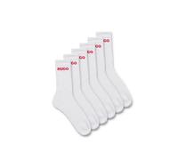 Hugo 6 Pack Mens Rib Logo Sock - White Cotton - Size UK 6-8