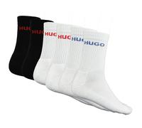 HUGO 6-Pack Rib Logo Sports Socks, Black and White