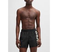 Hugo ABAS Mens Logo-Print Swim Shorts in Quick-Dry Fabric NOS - Black Recycled Material - Size Medium