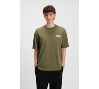 HUGO All-gender cotton-jersey T-shirt with logo prints - Style Nyrotee, 50549769 Olive M