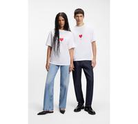 HUGO All-gender Cotton-jersey T-shirt with origami-heart prints - Style Dalentin, 50553429 White S