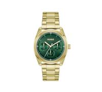 HUGO Analogue Multifunction Quartz Watch for Men #Bright Sport Collection with Light Yellow Gold Stainless Steel Bracelet - 1530425