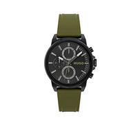 HUGO Analogue Multifunction Quartz Watch for Men with Olive Green Silicone Bracelet - 1530259