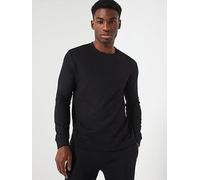 HUGO Austin Regular Fit Waffle Long Sleeve Loungewear T-Shirt, Black, Size M, Men Black