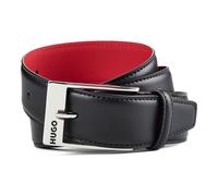 HUGO Mens BARNEY Patent-leather belt with red lining