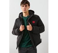HUGO Baro2541 Regular Fit Box Logo Padded Jacket, Black, Size M, Men Black
