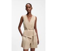 HUGO Belted regular-fit vest in cotton and hemp - Style Ahella-1-W, 50557199 Light Beige 14