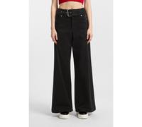 HUGO Belted wide-leg trousers in stretch-cotton satin - Style Hicandi-1-D_B, 50548143 Black 16