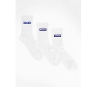 HUGO Blue 3 Pack Logo Sports Crew Socks, White, Size 6-11, Men White