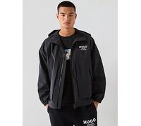 HUGO Blue Bod2531 Regular Fit International Logo Lightweight Jacket, Black, Size S, Men Black