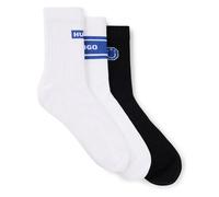HUGO Mens 3P QS BLUE DESIGN CC Three-pack of cotton-blend socks in a short length