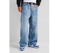 HUGO Blue Draisen Oversized Fit Loose Jeans, Light Blue, Size S, Inside Leg Regular, Men Light Blue