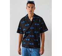 HUGO Blue Eligino Relaxed Fit Shirt, Black, Size L, Men Black