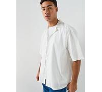 HUGO Blue Eligino Relaxed Fit Short Sleeve Shirt, White, Size L, Men White