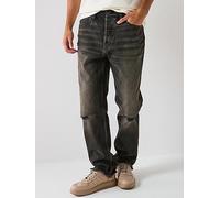 HUGO Blue Jonah Distressed Regular Fit Jeans, Dark Grey, Size 32, Inside Leg Regular, Men Dark Grey