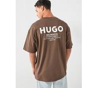HUGO Blue Nalono Oversized Fit T-Shirt, Brown, Size 2Xl, Men Brown